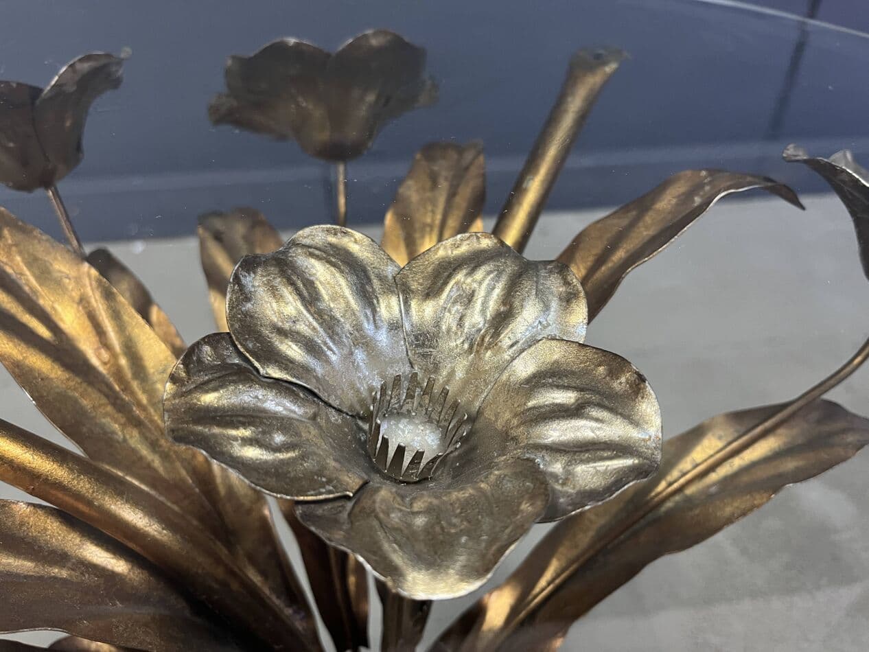 Stolik boczny, złoty, metal, proj. H. Kögl, Włochy, lata 60. - 267403