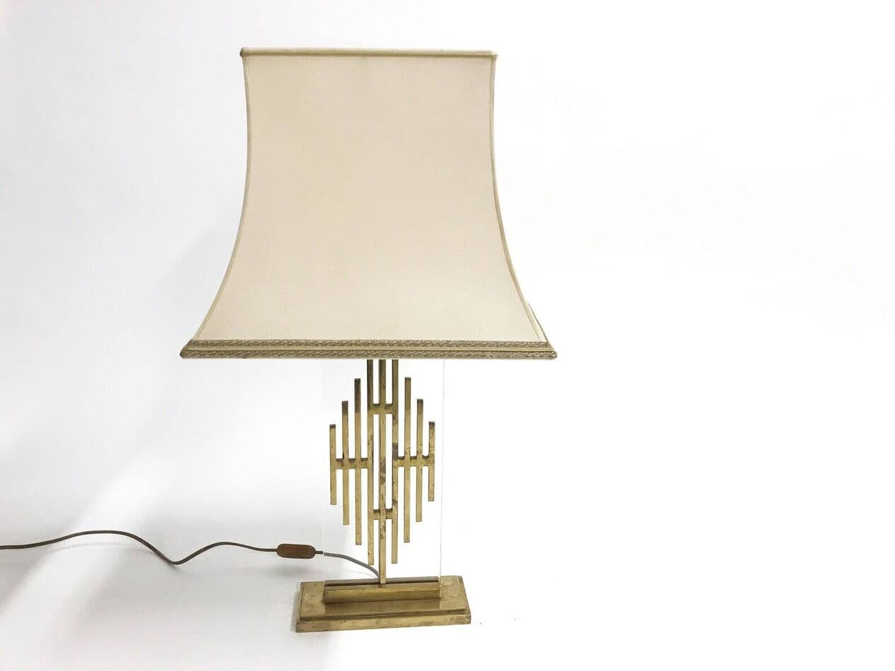 Lampa stołowa, mosiądz złoty, Belgia, lata 60. - 267337