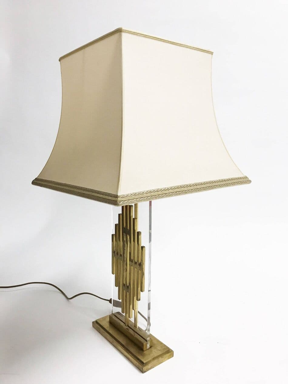 Lampa stołowa, mosiądz złoty, Belgia, lata 60. - 267333