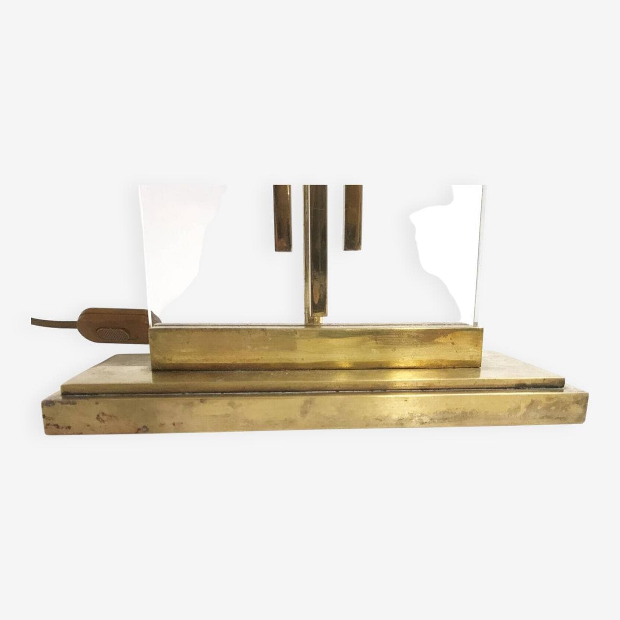 Lampa stołowa, mosiądz złoty, Belgia, lata 60. - 267328