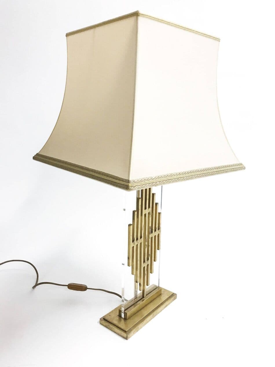Lampa stołowa, mosiądz złoty, Belgia, lata 60. - 267336