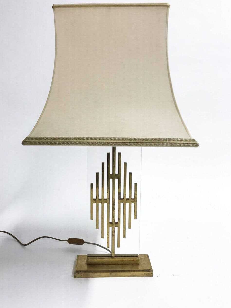 Lampa stołowa, mosiądz złoty, Belgia, lata 60. - 267332