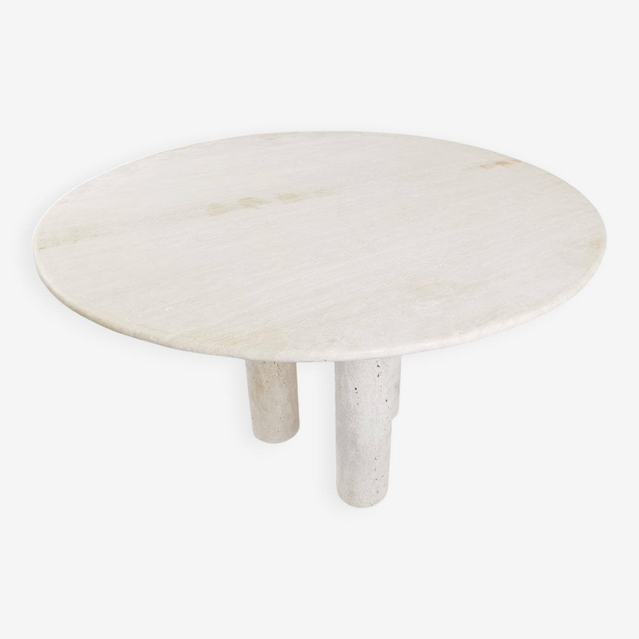 Dining table round, beige travertine, Italy, 1970s. - 267307