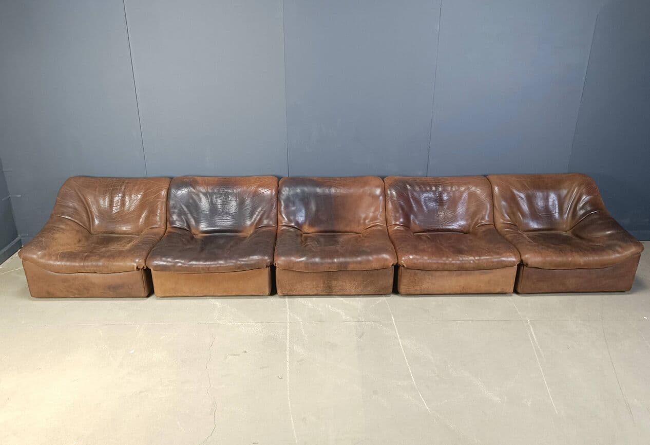 Sofa modułowa DS46, brązowy, skóra, De Sede, Szwajcaria, lata 70. - 267272