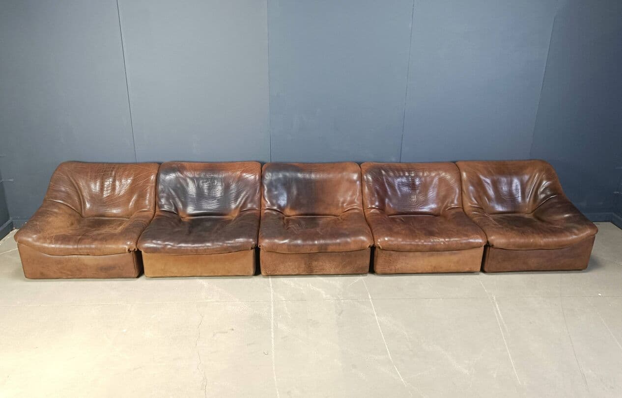 Sofa modułowa DS46, brązowy, skóra, De Sede, Szwajcaria, lata 70. - 267267