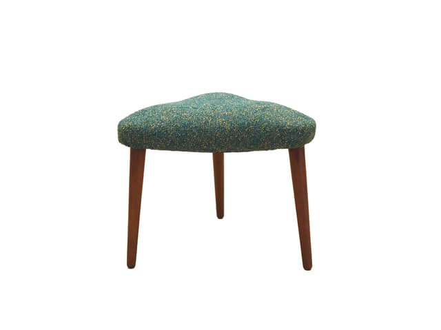 Podnóżek, zielony, teak, Dania, lata 70. - WYMIARY