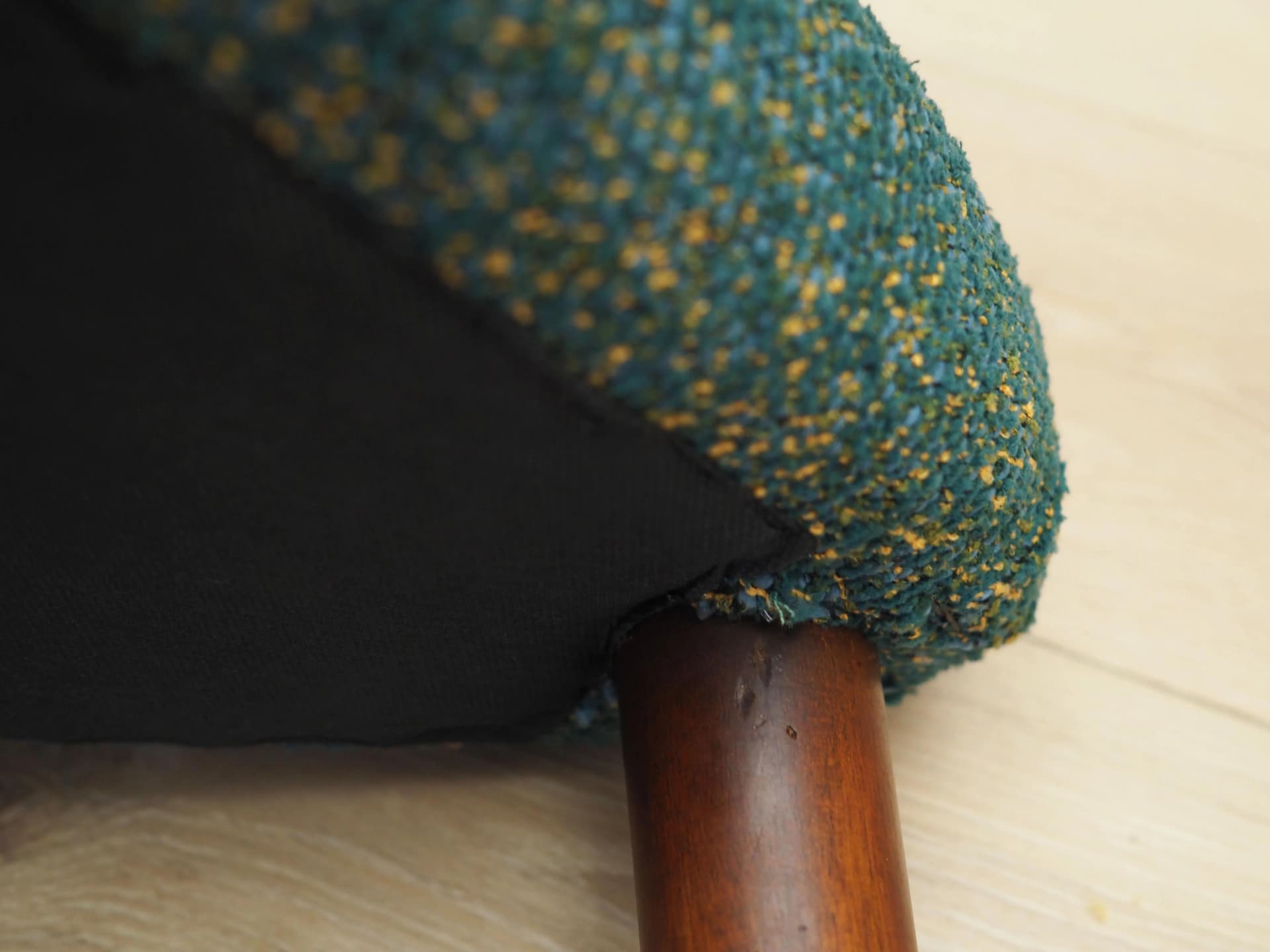 Podnóżek, zielony, teak, Dania, lata 70. - 19487