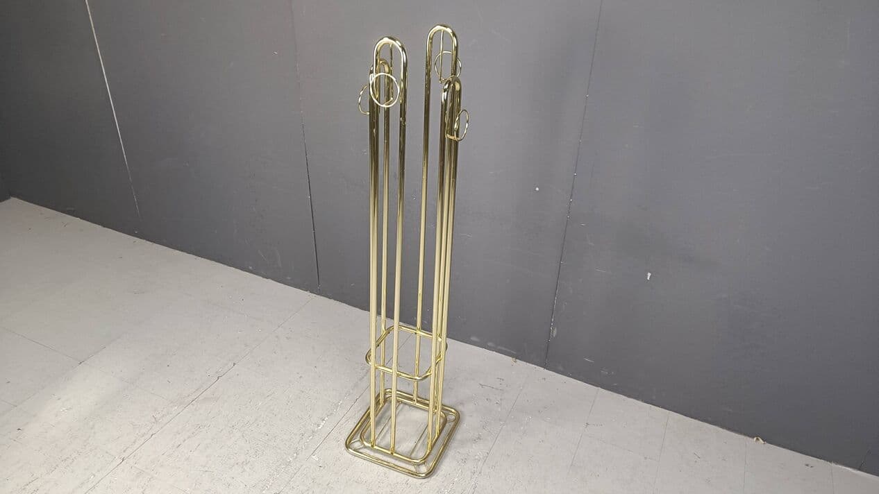 Stojak na ubrania, złoty, mosiądz, Belgia, lata 70. - 267212