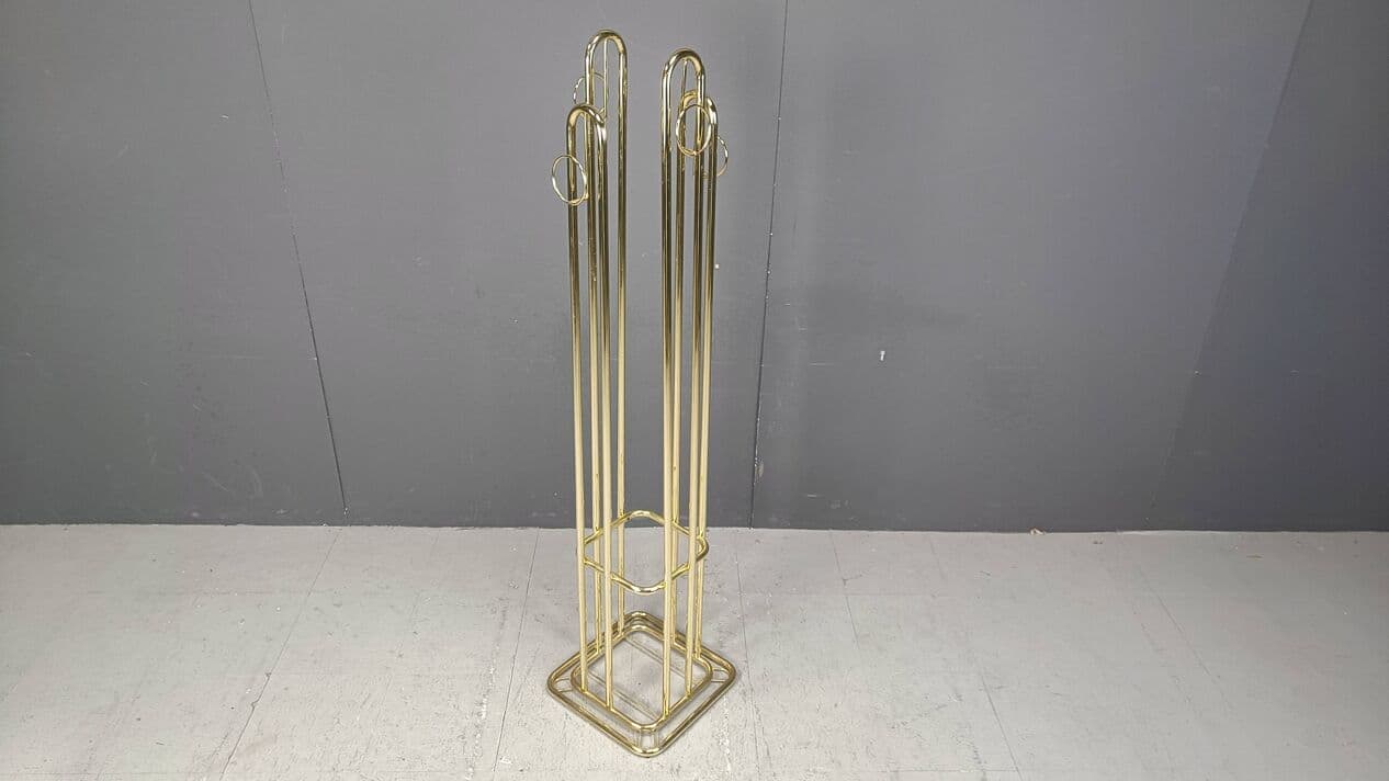 Stojak na ubrania, złoty, mosiądz, Belgia, lata 70. - 267215