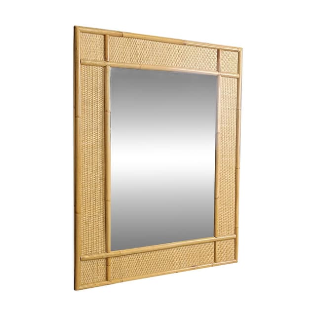 Wall mirror, beige rattan, Italy, 1960s. - DIMENSION