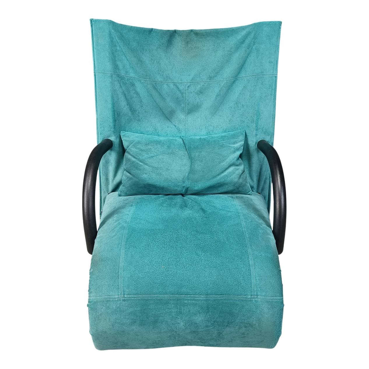 Fotel Zen, niebieski, zamsz syntetyczny, proj. C. Brisson, Francja, lata 80.