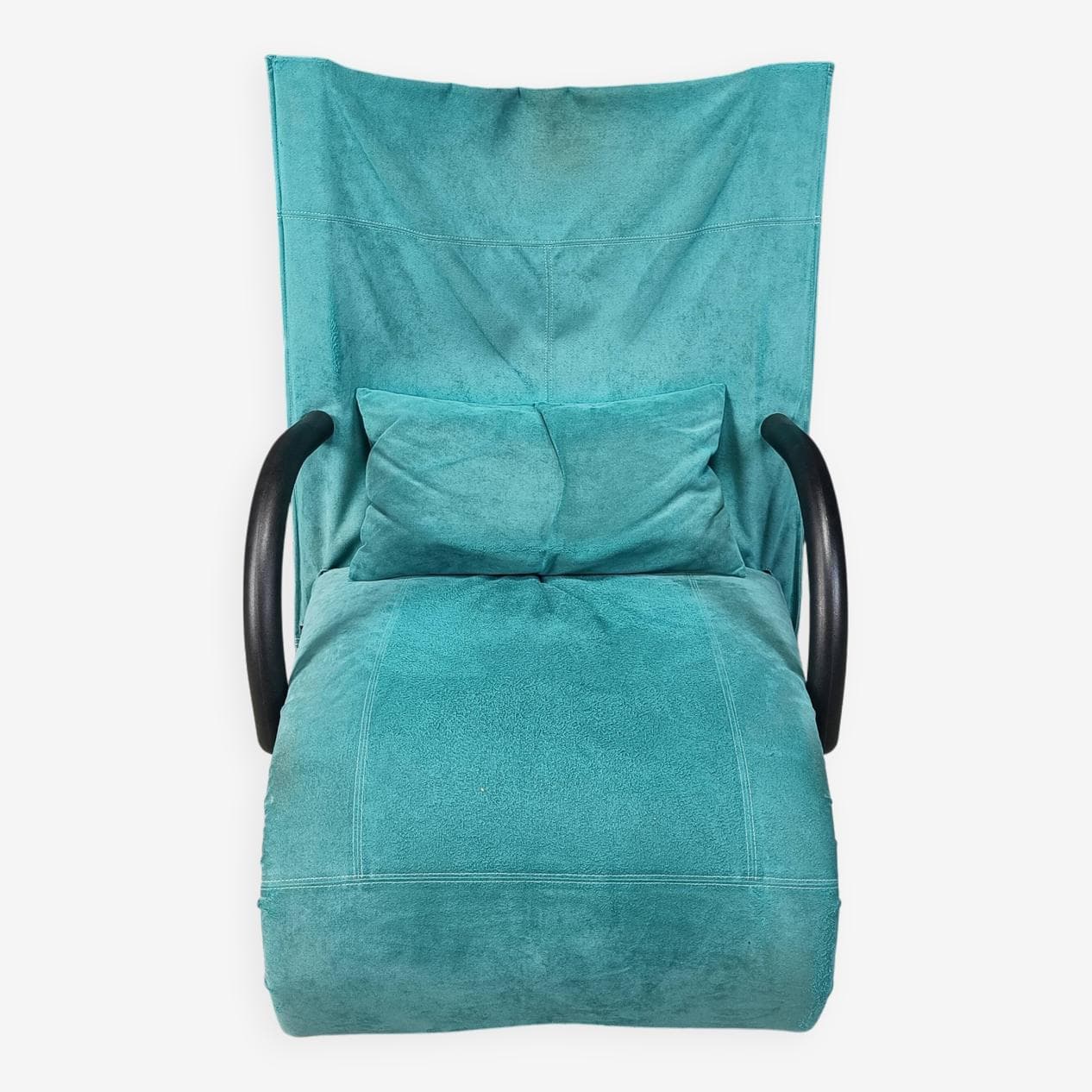 Fotel Zen, niebieski, zamsz syntetyczny, proj. C. Brisson, Francja, lata 80. - 267162