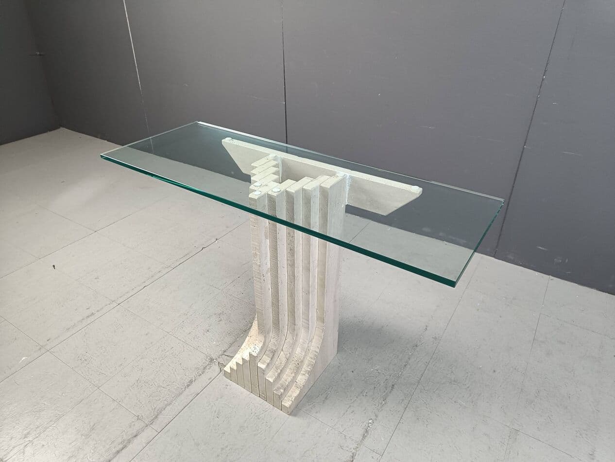 Konsola, beżowy, trawertyn, lata 70. - 267034