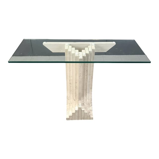 Konsola, beżowy, trawertyn, lata 70. - WYMIARY