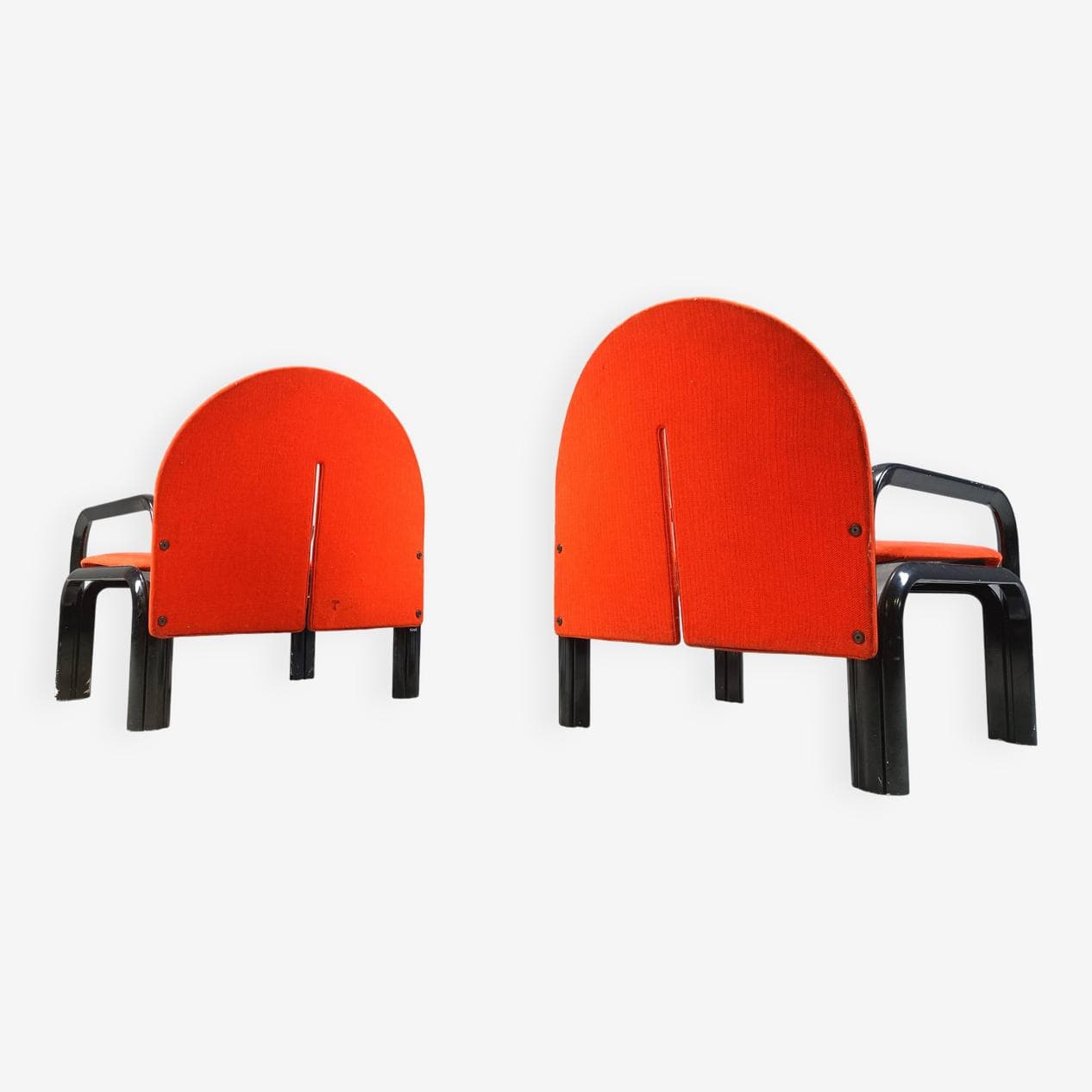 Para foteli 54 L, velvet czerwony, stal czarna, Knoll, Włochy, lata 70. - 267003