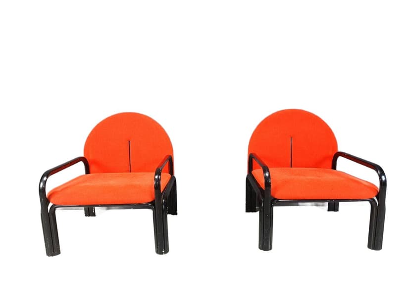 Para foteli 54 L, velvet czerwony, stal czarna, Knoll, Włochy, lata 70.