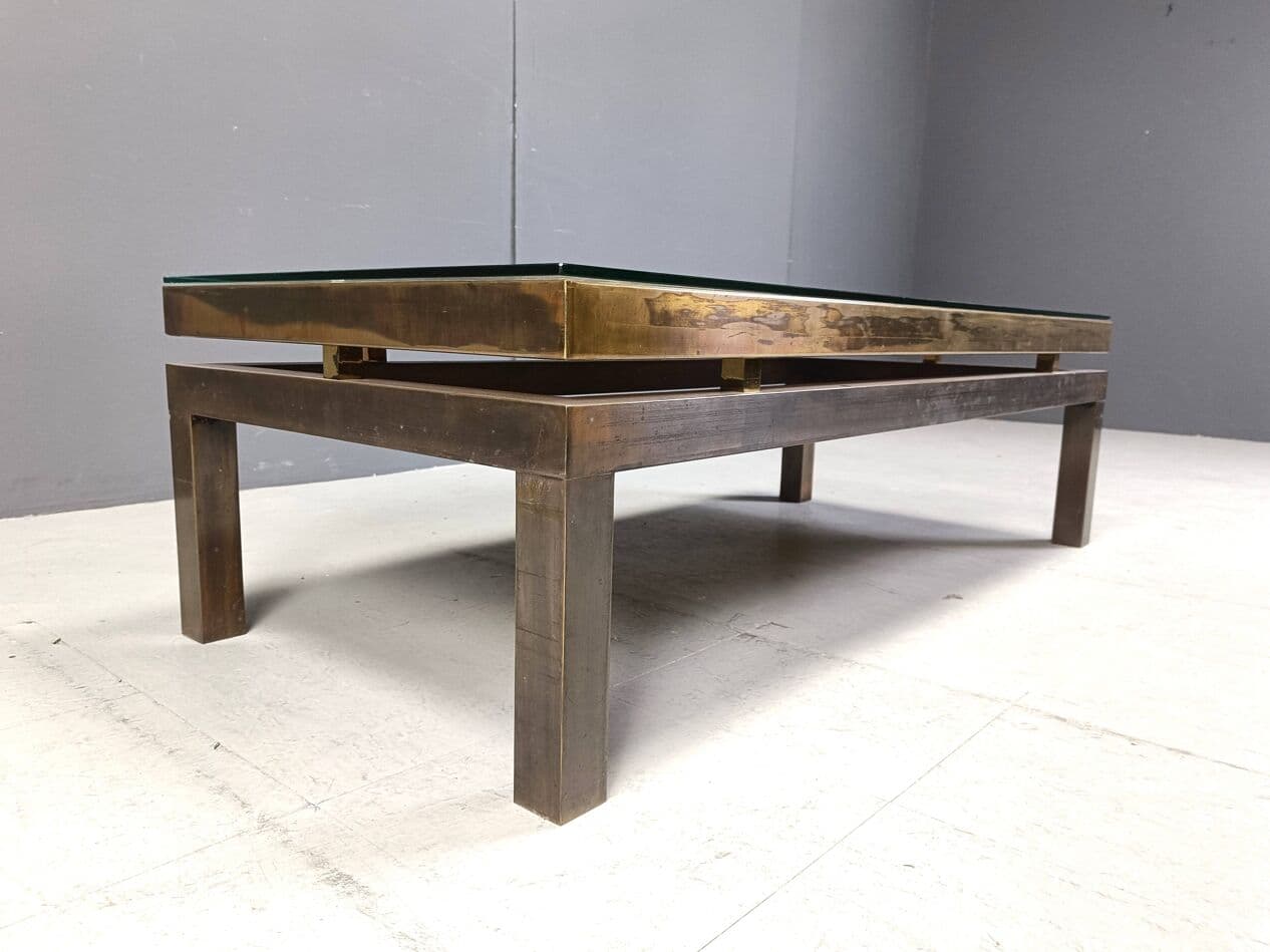 Stolik kawowy, mosiądz złoty, proj. W. Daro, Belgia, lata 70. - 266979