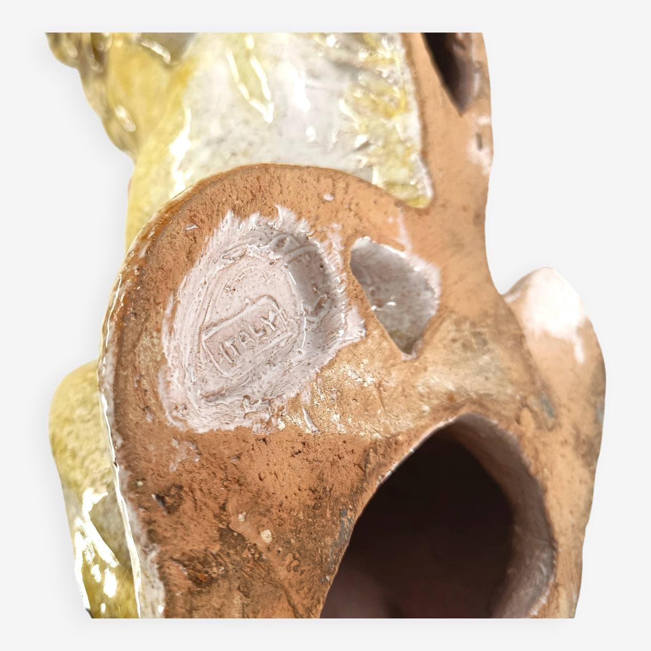 Rzeźba lwa, żółty, terakota szkliwiona, Włochy, lata 70. - 266961