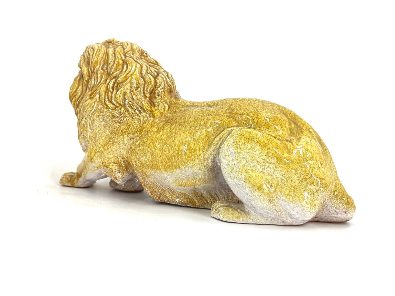Rzeźba lwa, żółty, terakota szkliwiona, Włochy, lata 70. - 266962