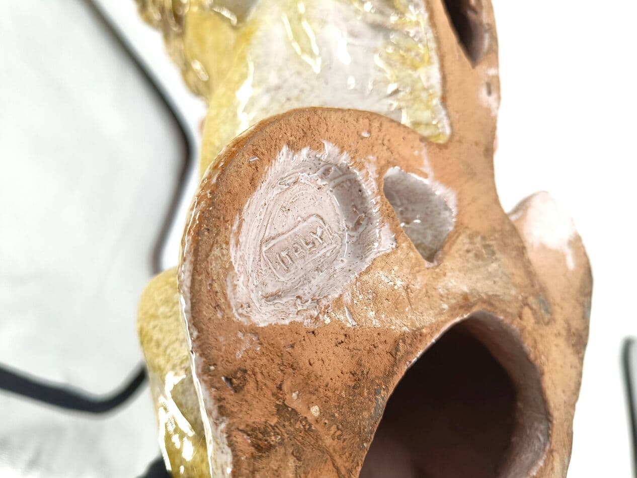 Rzeźba lwa, żółty, terakota szkliwiona, Włochy, lata 70. - 266964