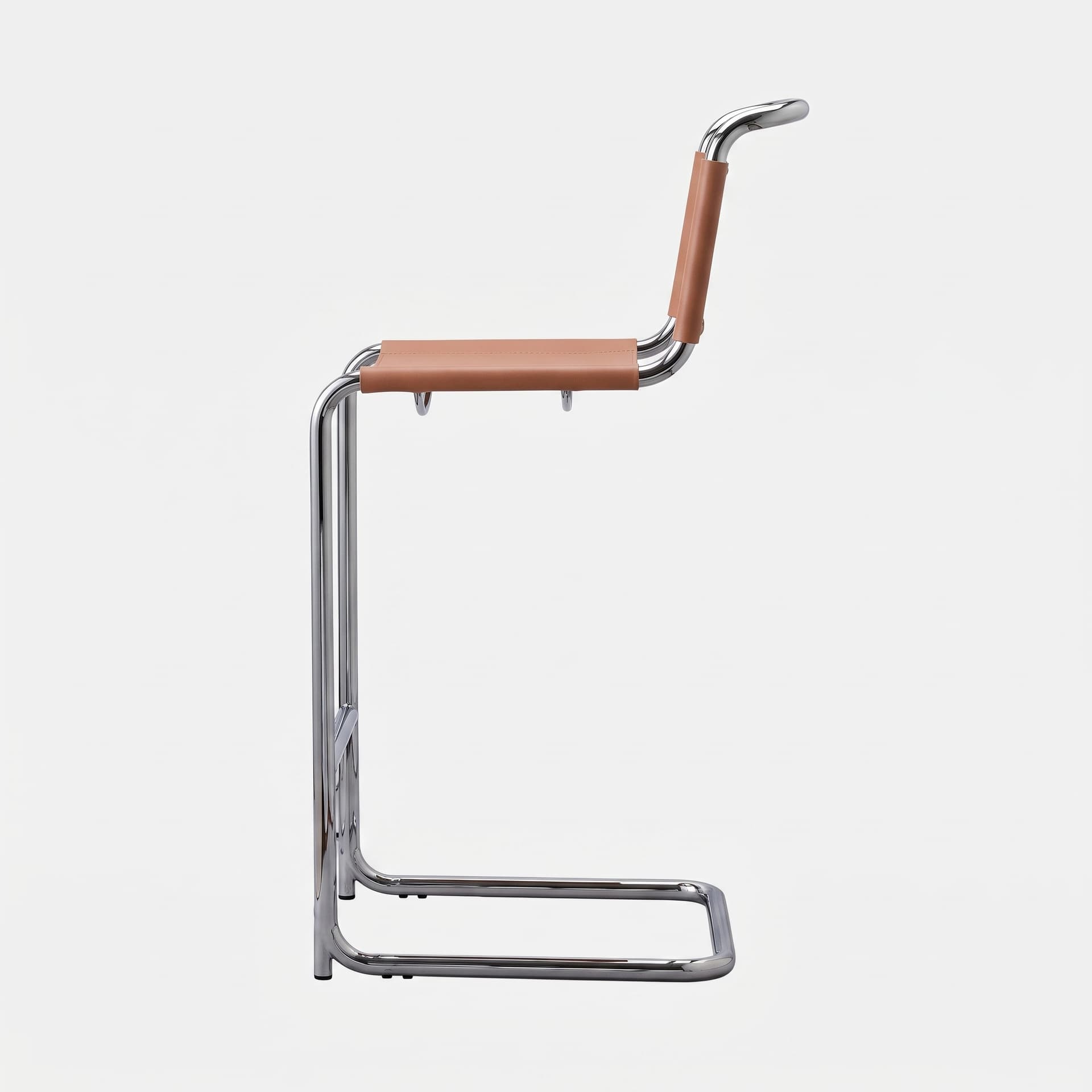 Hoker z giętej stali inspirowany proj. S33 M. Stam, camel, skóra naturalna - 392760