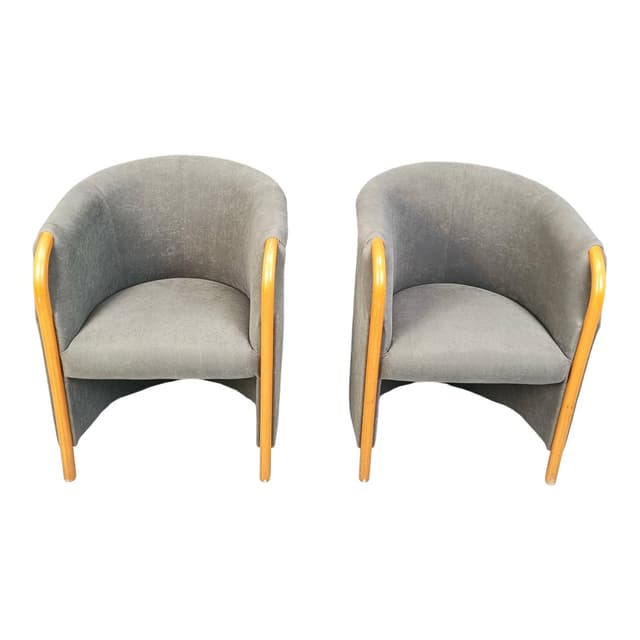 Para foteli klubowych, szary, tkanina, drewno, Włochy, lata 80. - WYMIARY