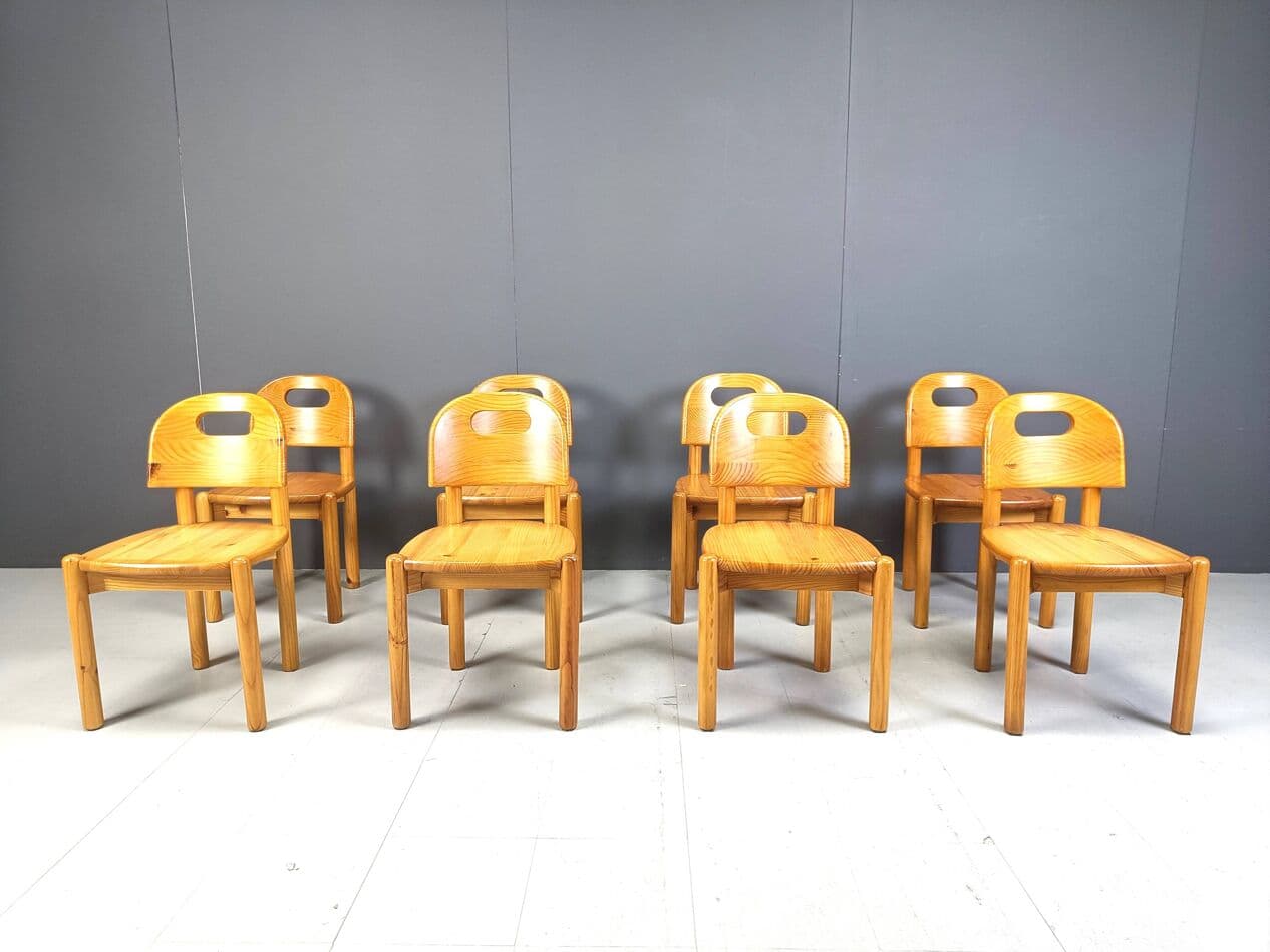 Set of Eight Dining Chairs, brown pine, Denmark, 1980s. - 266886