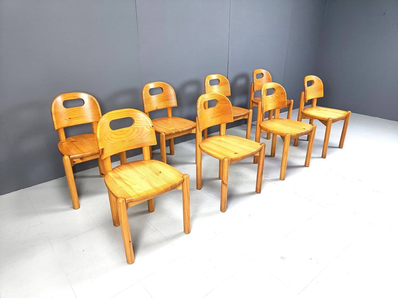 Set of Eight Dining Chairs, brown pine, Denmark, 1980s. - 266889