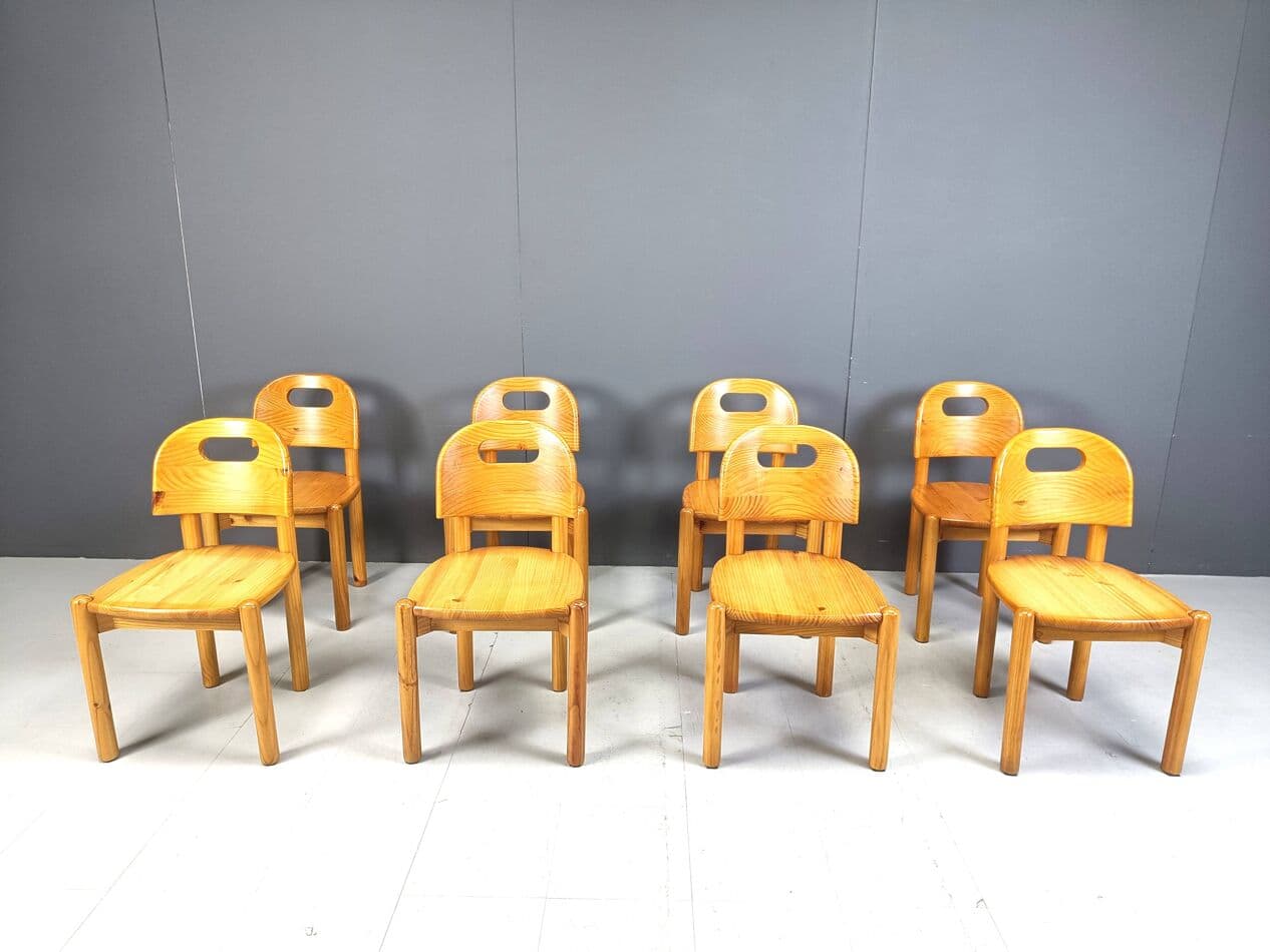 Set of Eight Dining Chairs, brown pine, Denmark, 1980s. - 266885