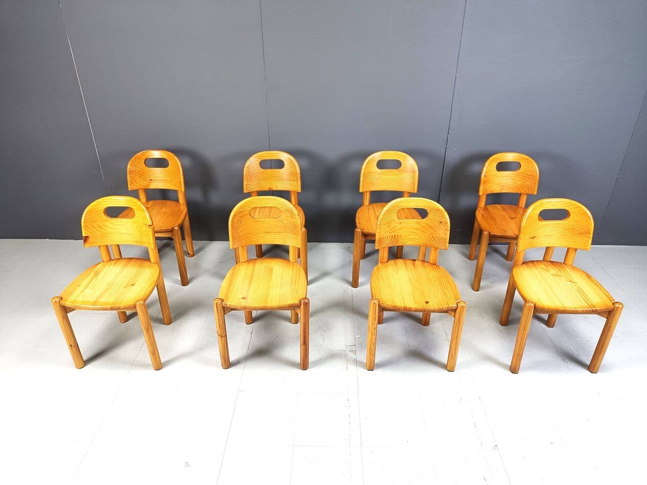 Set of Eight Dining Chairs, brown pine, Denmark, 1980s. - 266883