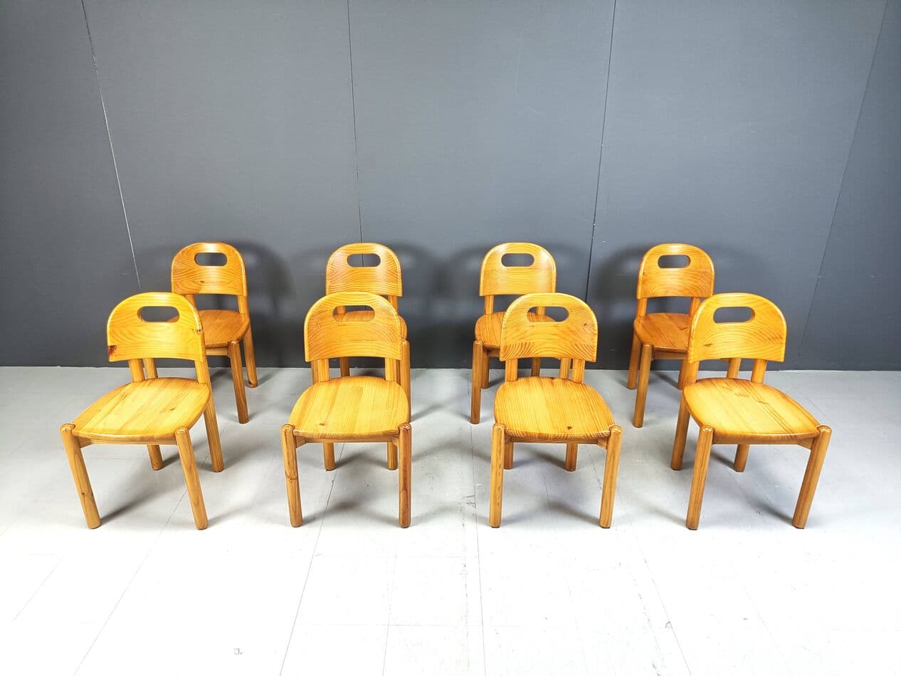 Set of Eight Dining Chairs, brown pine, Denmark, 1980s. - 266884