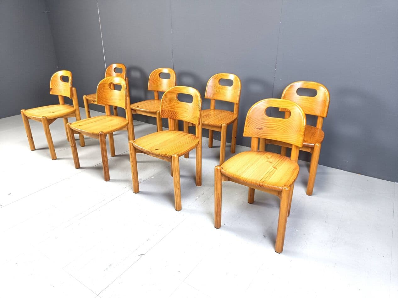 Set of Eight Dining Chairs, brown pine, Denmark, 1980s. - 266890