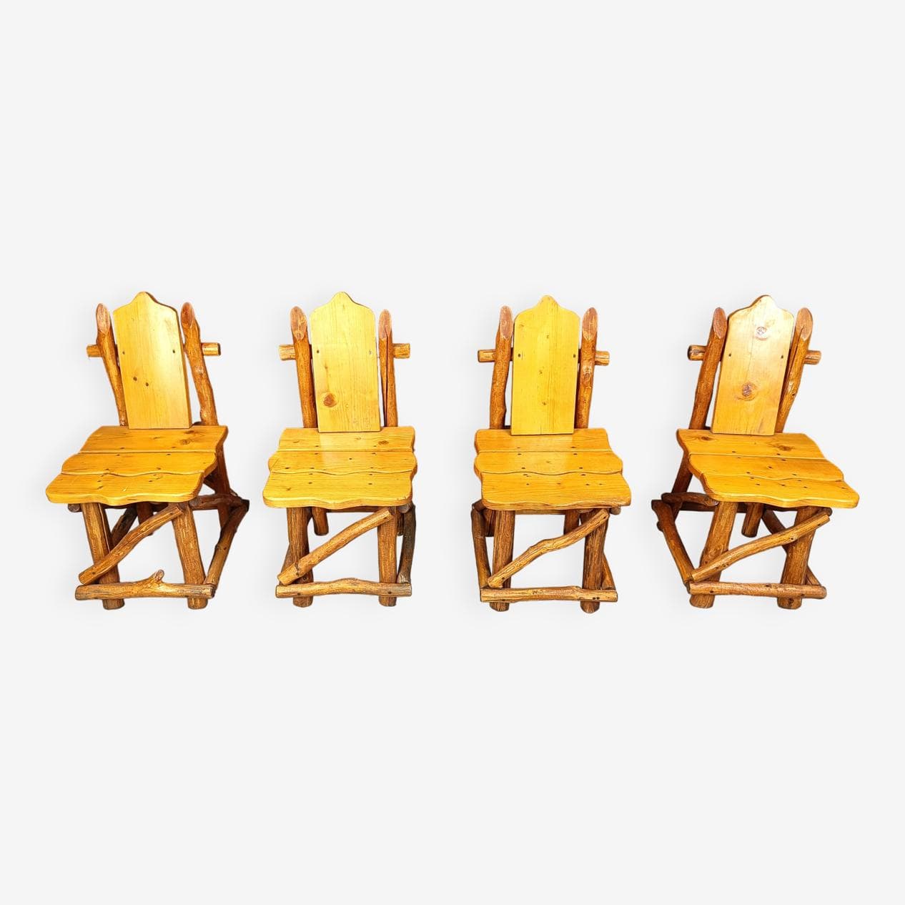 Set of Four Brutalist Chairs, brown oak, Germany, 1960s. - 266834