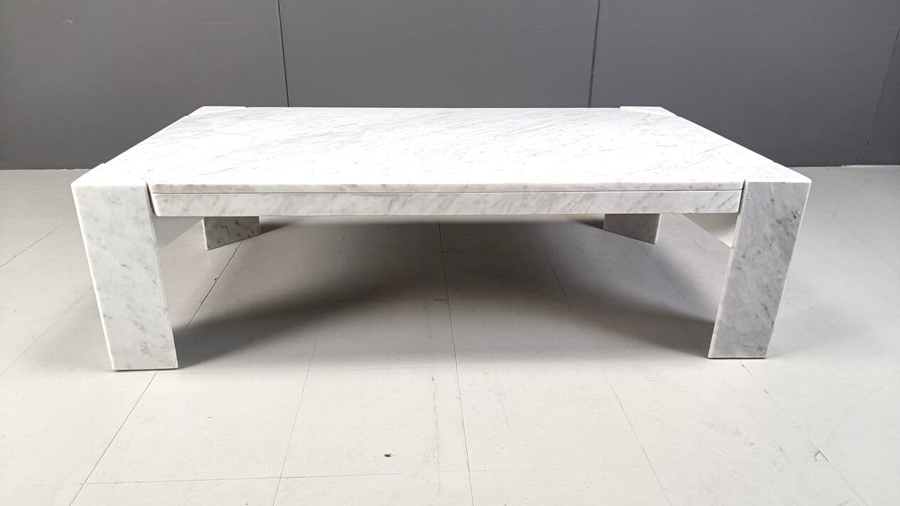 Coffee table, white marble, 1970s - 266811