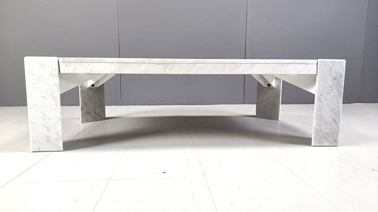 Coffee table, white marble, 1970s - 266813