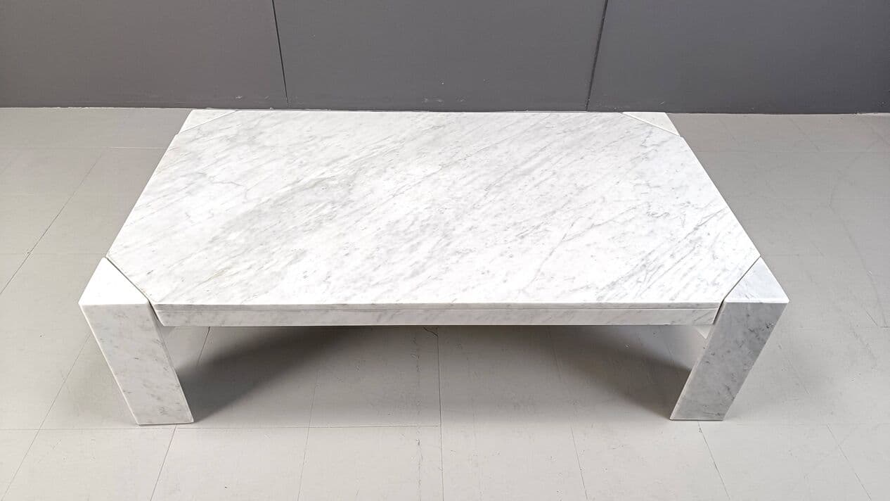 Coffee table, white marble, 1970s - 266807