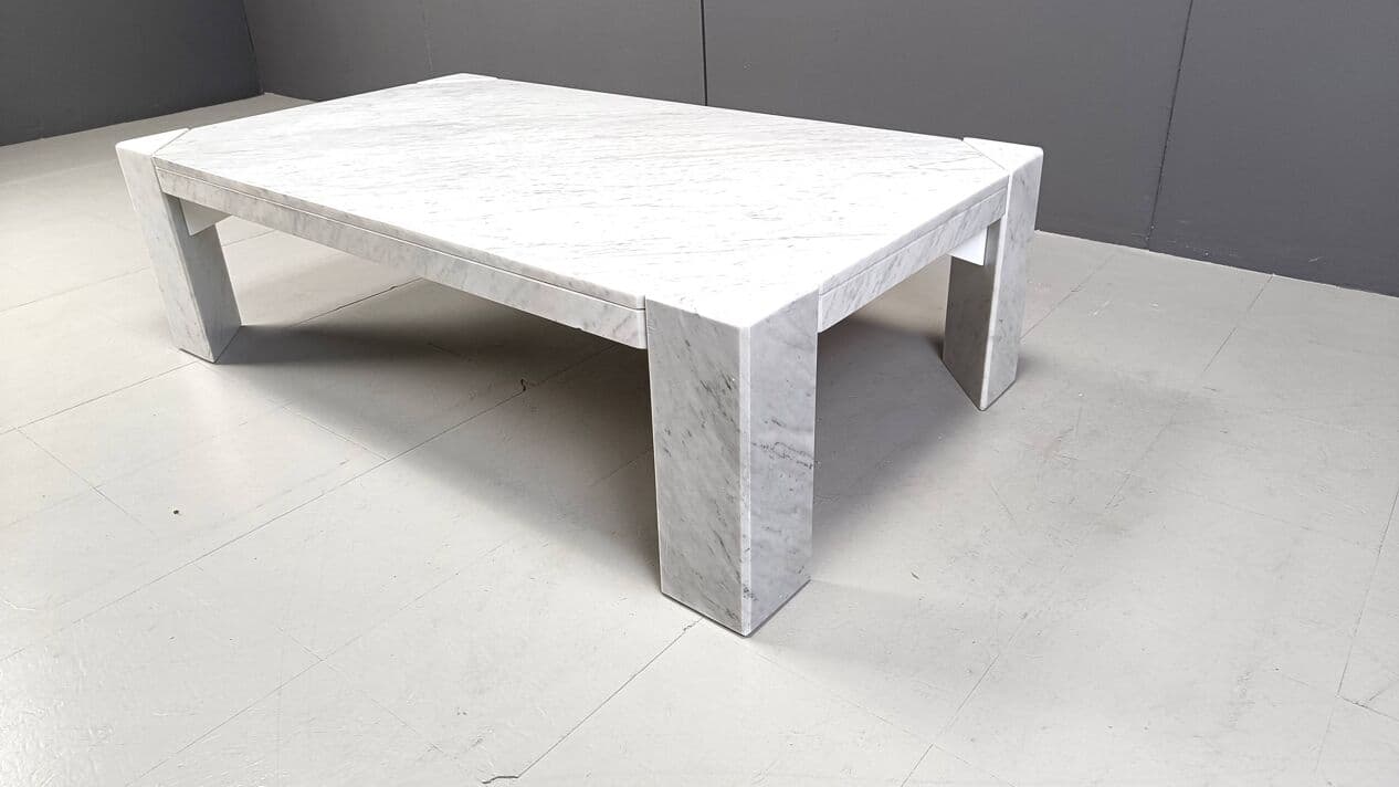 Coffee table, white marble, 1970s - 266814