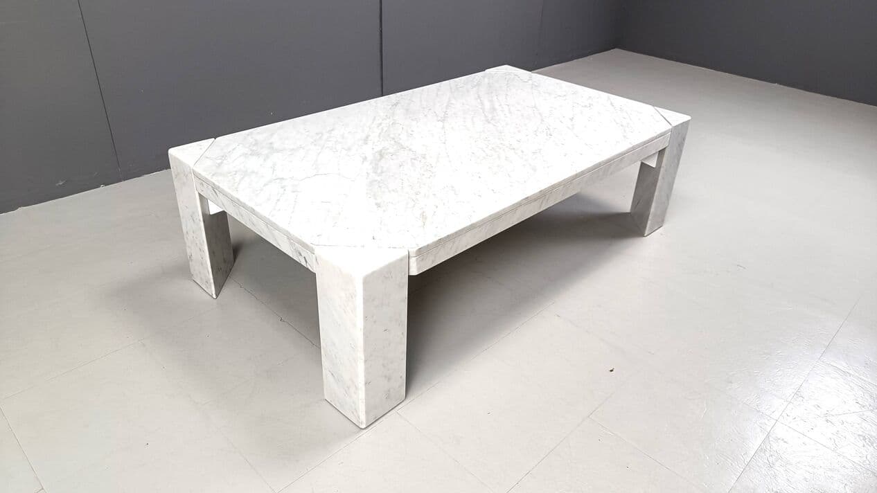 Coffee table, white marble, 1970s - 266816