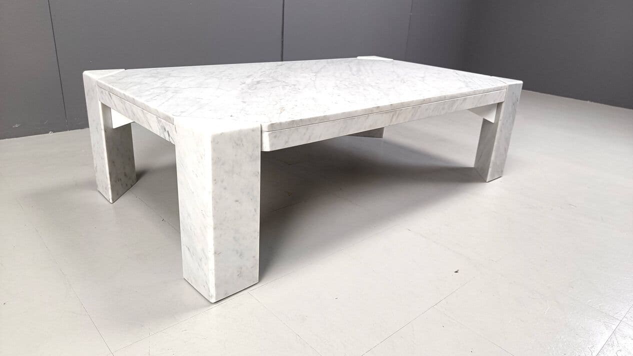 Coffee table, white marble, 1970s - 266817