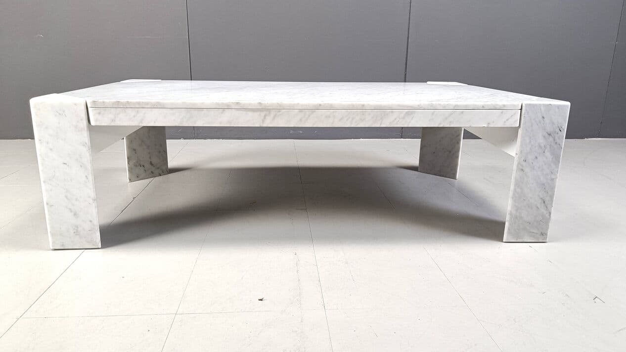Coffee table, white marble, 1970s - 266812