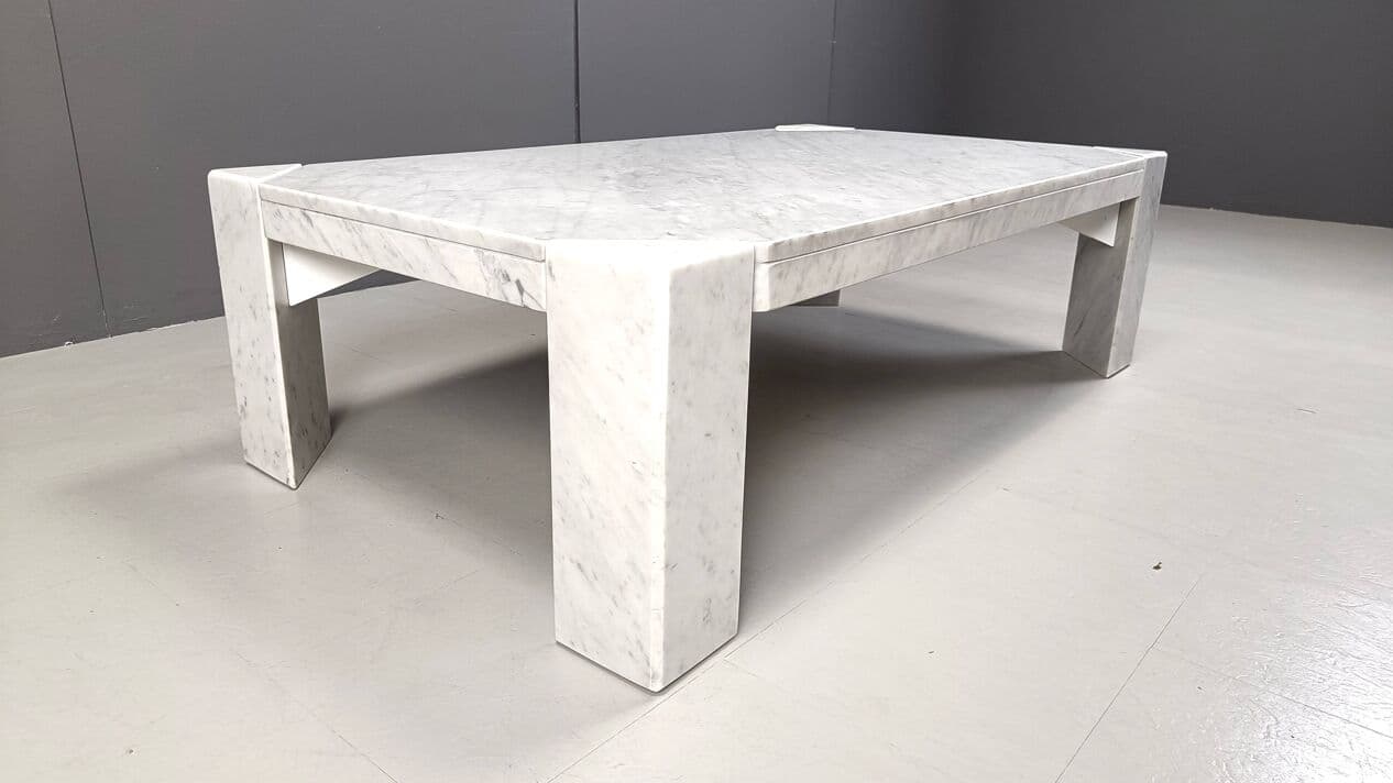 Coffee table, white marble, 1970s - 266808