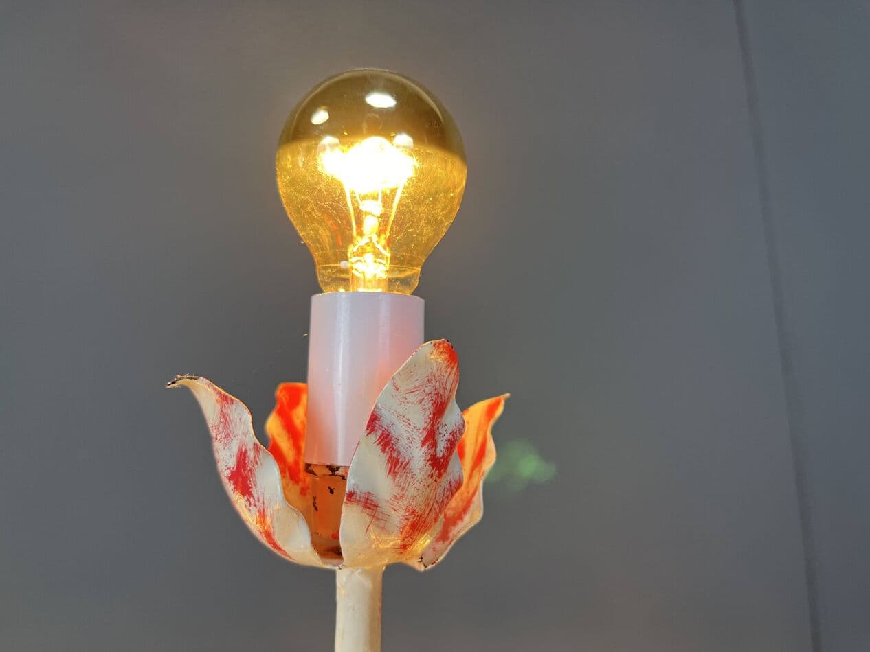 Lampa podłogowa, metal biały, proj. H. Kögl, Niemcy, lata 60. - 266787