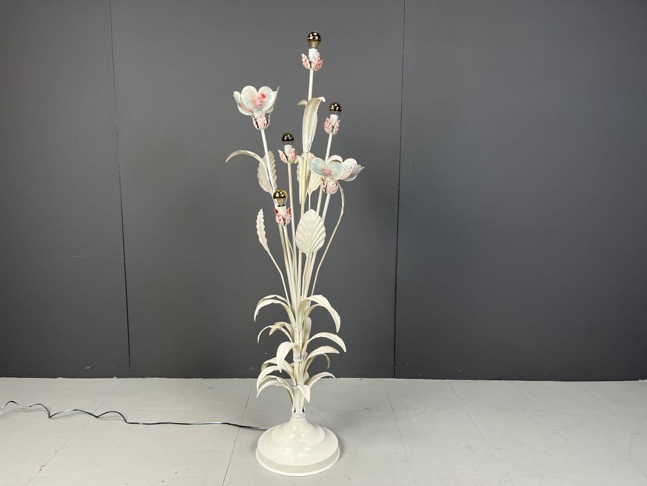 Lampa podłogowa, metal biały, proj. H. Kögl, Niemcy, lata 60. - 266789