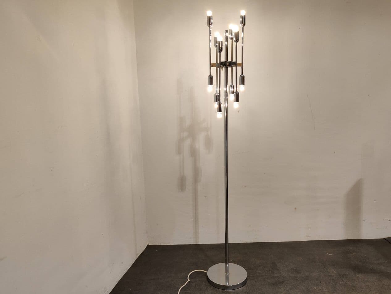 Lampa podłogowa Space Age, chrom srebrny, Belgia, lata 70. - 266777