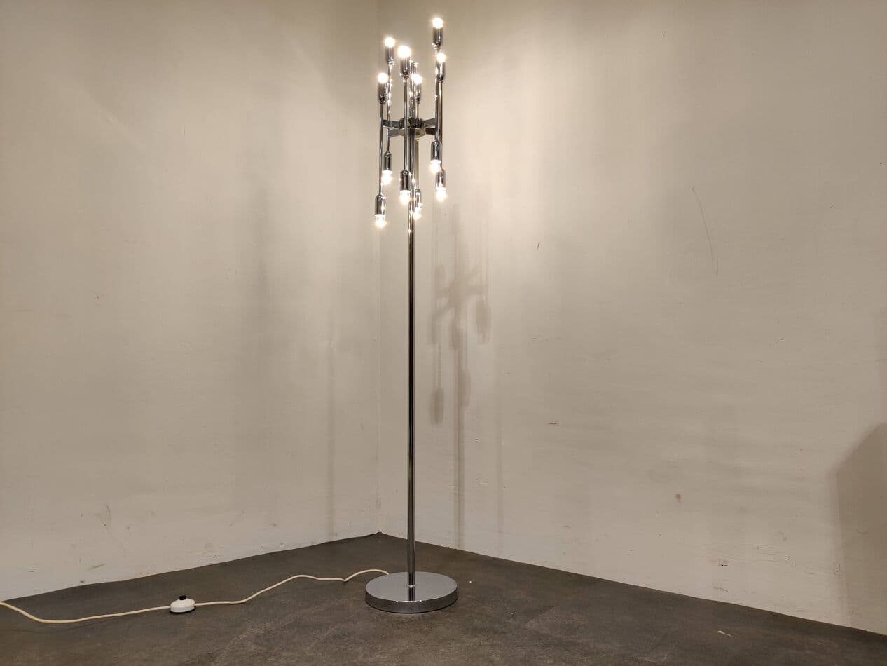 Lampa podłogowa Space Age, chrom srebrny, Belgia, lata 70. - 266779