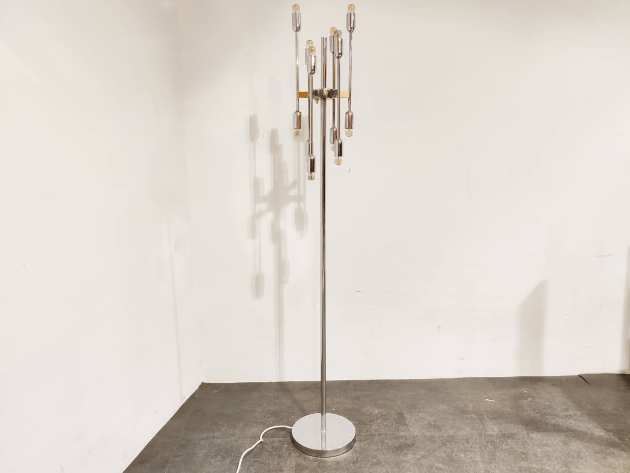 Lampa podłogowa Space Age, chrom srebrny, Belgia, lata 70. - 266781