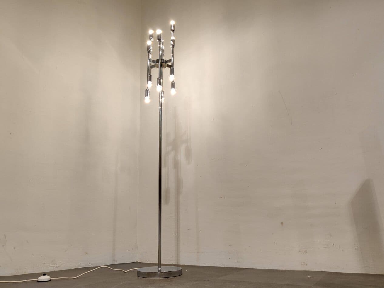 Lampa podłogowa Space Age, chrom srebrny, Belgia, lata 70. - 266778