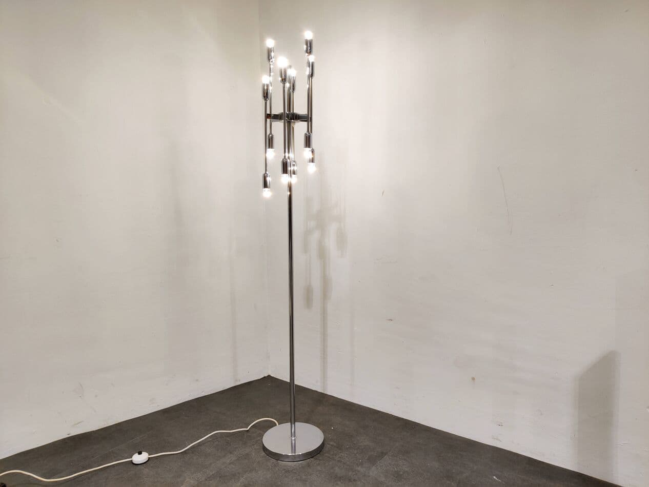 Lampa podłogowa Space Age, chrom srebrny, Belgia, lata 70. - 266780