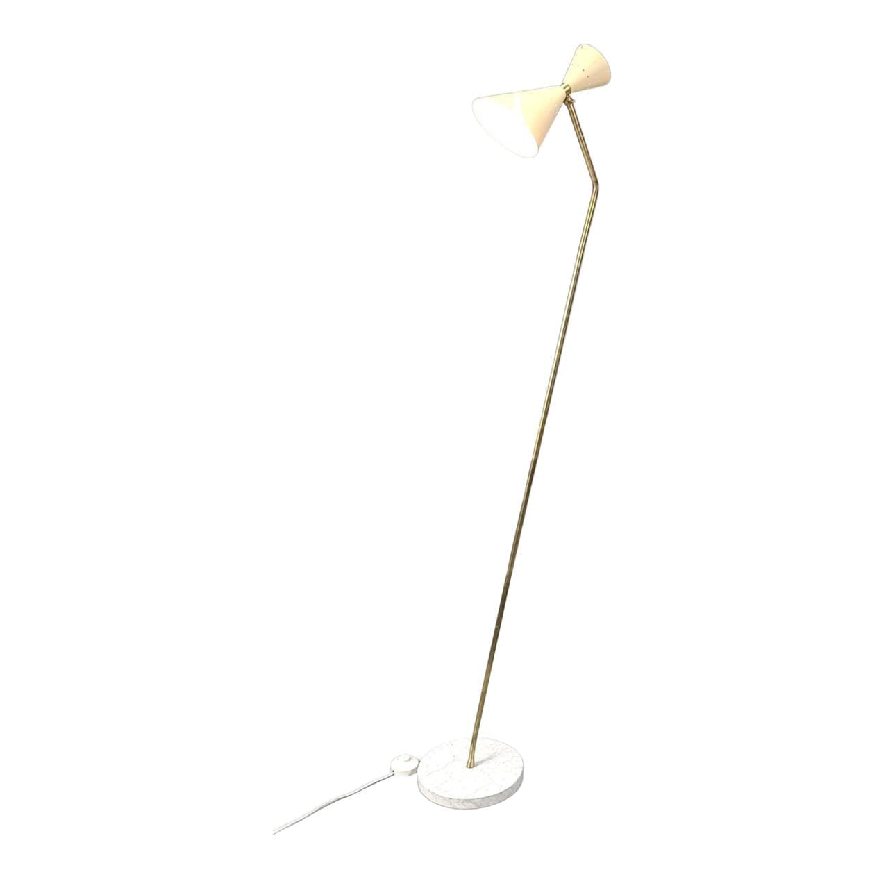Lampa podłogowa Diabolo, beżowy, mosiądz, Włochy, lata 60.