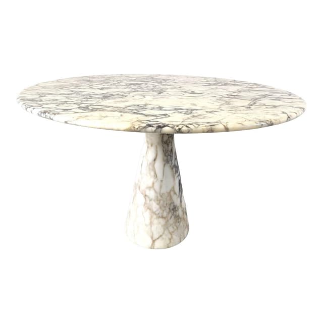 Stół jadalniany okrągły, marmur biały, Włochy, lata 70. - WYMIARY